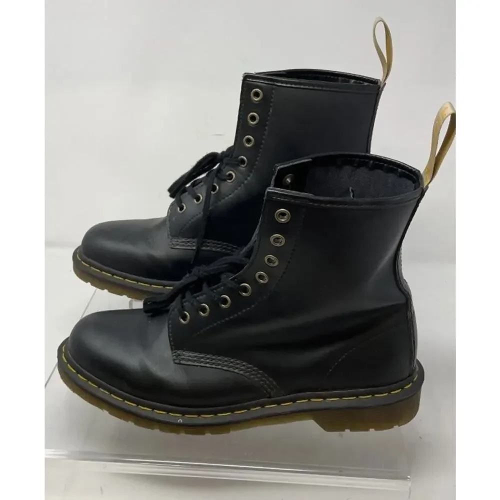 Dr. Martens 14045 Black Vegan Felix Leather 8-Eye Lace-Up Combat Boot Sz 11M 12L